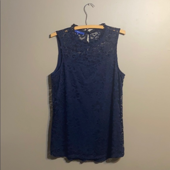 Apt. 9 Navy Blue Formal Sleeveless Lacey Blouse M - Picture 1 of 7